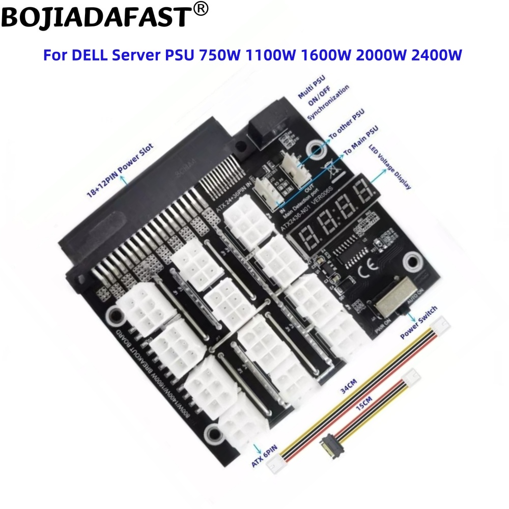 2400W Server Psu Breakout Board - 12-poorts PCIE 6-pins connector server PSU